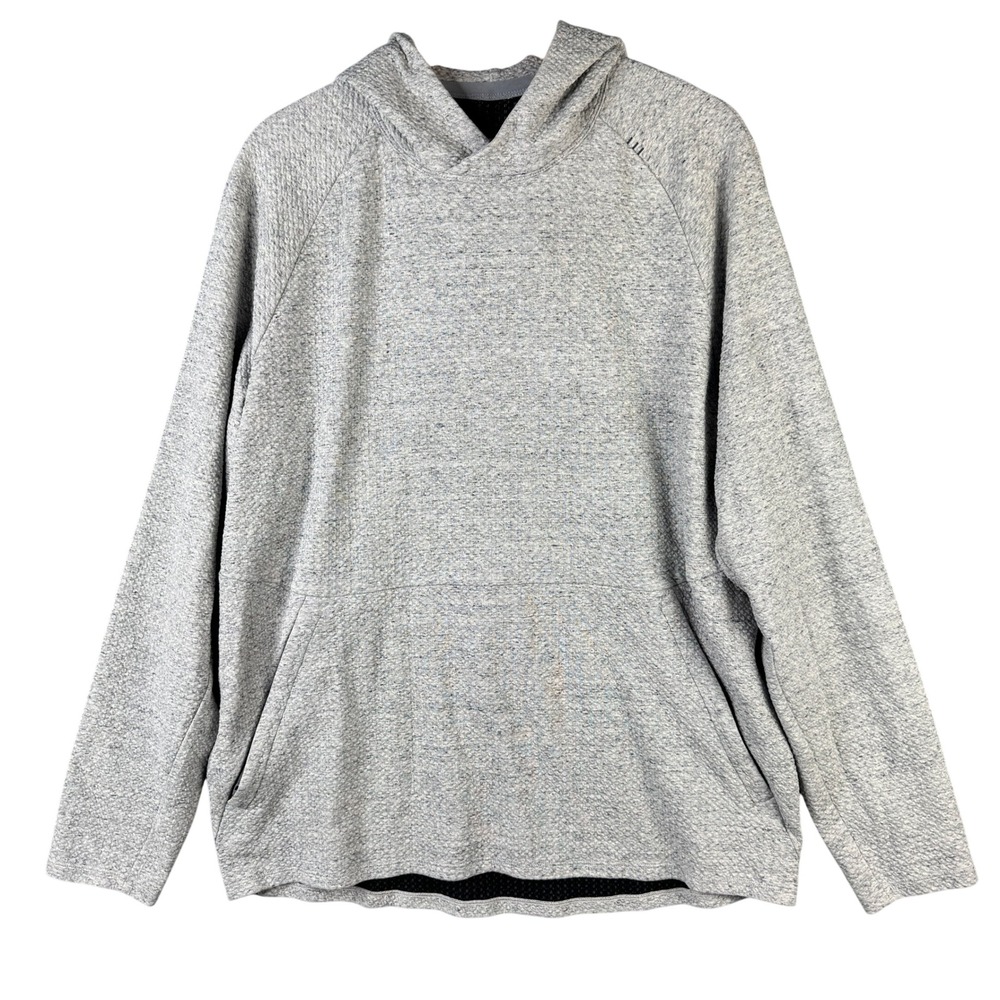 Lululemon At Ease Hoodie Textured Knit Mens XL Heathered Grey Pullover M39F7S
